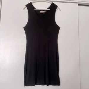 Nation LDT (M) Jersey Mini Midi Dress Black Stretchy Rayon Sleeveless